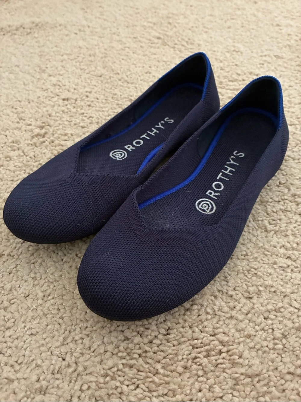 Rothy’s Round Toe Ballet Flats The Flat Navy Blue 6.5